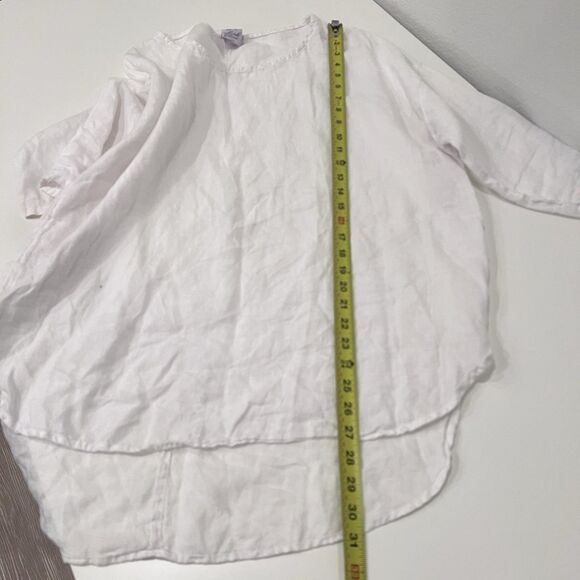 Match Point Women ¾ Sleeve Linen Tunic Blouse Asymmetric L Lagenlook Minimalist - Picture 7 of 7